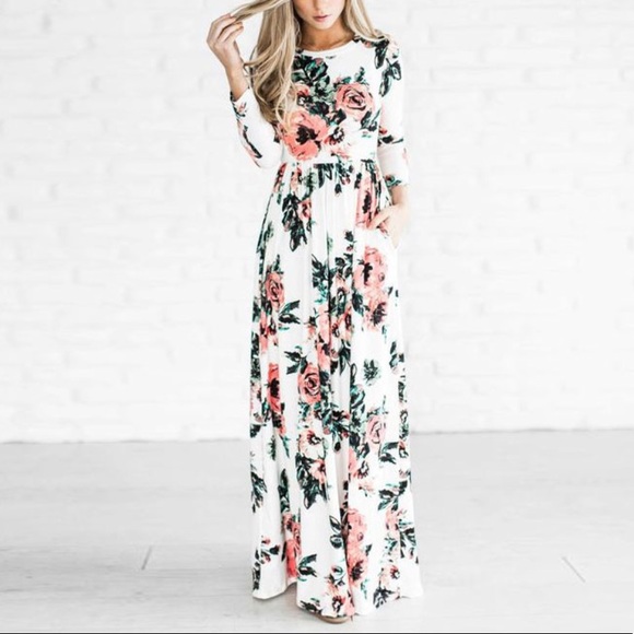 💥HP💥 New Long Floral Print Chiffon Maxi Dress - Picture 1 of 6
